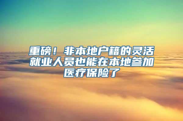 重磅！非本地户籍的灵活就业人员也能在本地参加医疗保险了