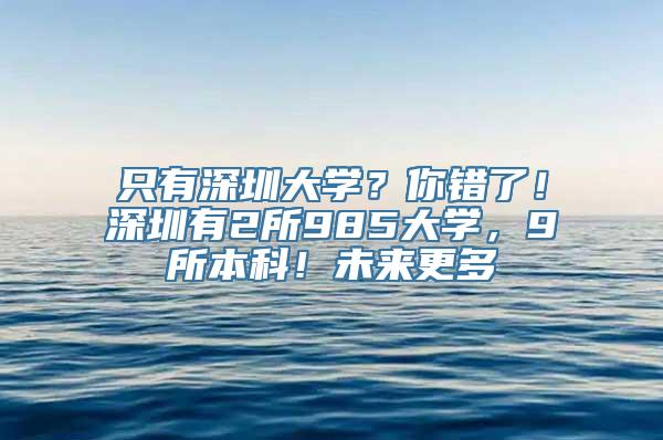 只有深圳大学？你错了！深圳有2所985大学，9所本科！未来更多