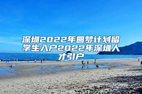 深圳2022年圆梦计划留学生入户2022年深圳人才引户