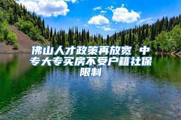 佛山人才政策再放宽 中专大专买房不受户籍社保限制