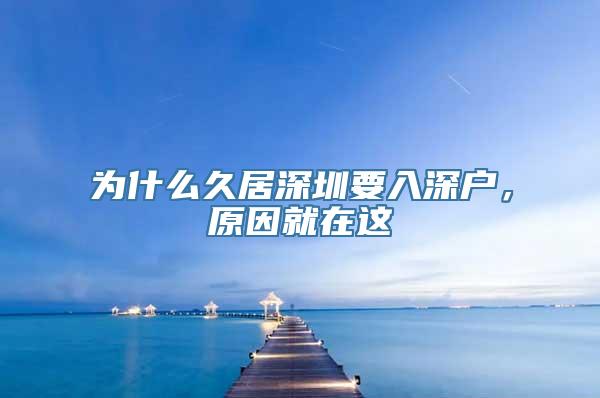 为什么久居深圳要入深户，原因就在这