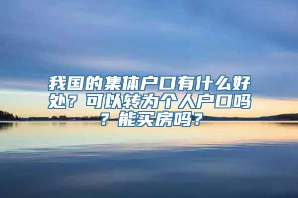 我国的集体户口有什么好处？可以转为个人户口吗？能买房吗？