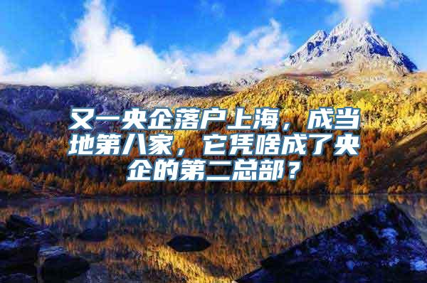 又一央企落户上海，成当地第八家，它凭啥成了央企的第二总部？