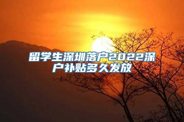 留学生深圳落户2022深户补贴多久发放