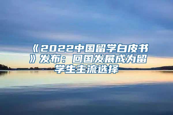 《2022中国留学白皮书》发布：回国发展成为留学生主流选择