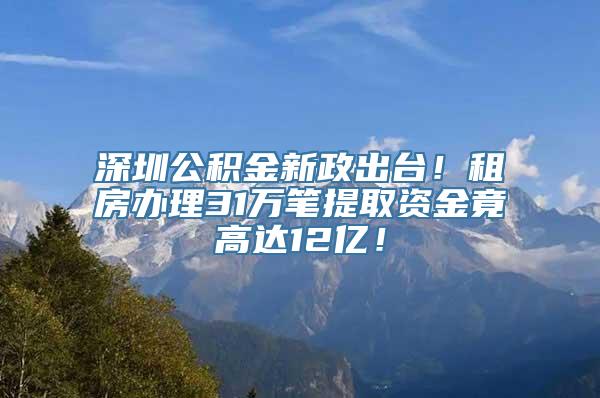 深圳公积金新政出台！租房办理31万笔提取资金竟高达12亿！