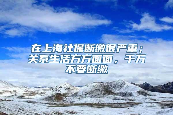 在上海社保断缴很严重；关系生活方方面面，千万不要断缴