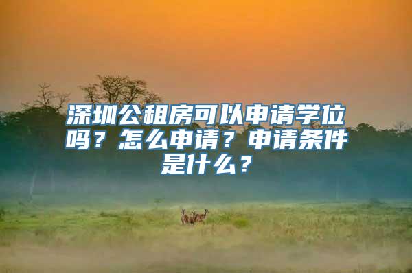 深圳公租房可以申请学位吗？怎么申请？申请条件是什么？