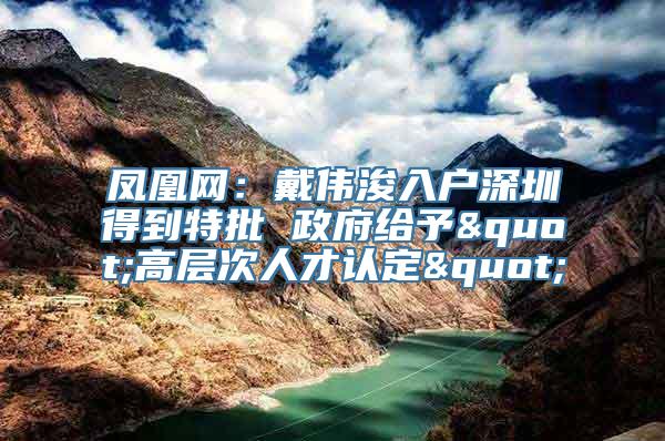 凤凰网：戴伟浚入户深圳得到特批 政府给予"高层次人才认定"