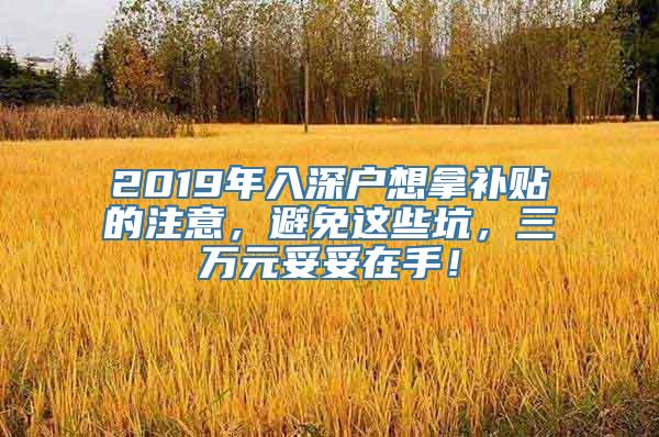 2019年入深户想拿补贴的注意，避免这些坑，三万元妥妥在手！