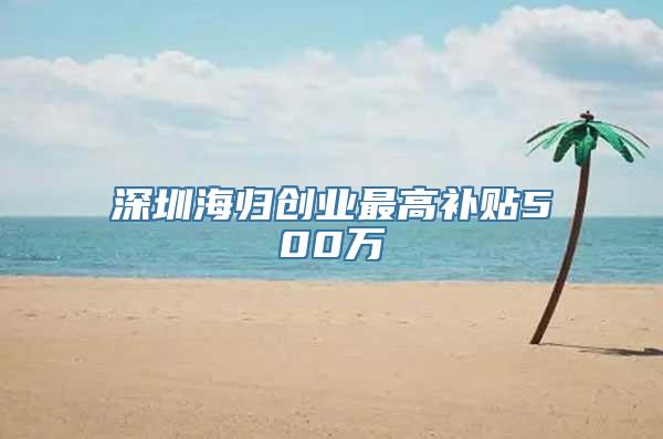 深圳海归创业最高补贴500万