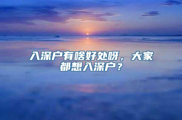 入深户有啥好处呀，大家都想入深户？