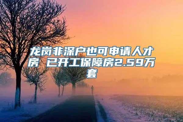 龙岗非深户也可申请人才房 已开工保障房2.59万套