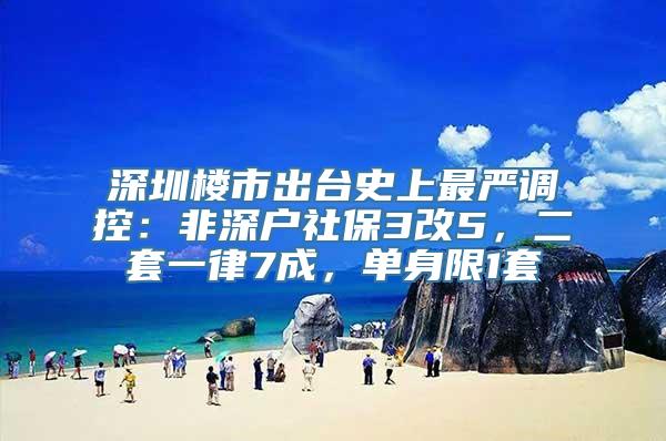 深圳楼市出台史上最严调控：非深户社保3改5，二套一律7成，单身限1套