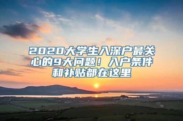 2020大学生入深户最关心的9大问题！入户条件和补贴都在这里