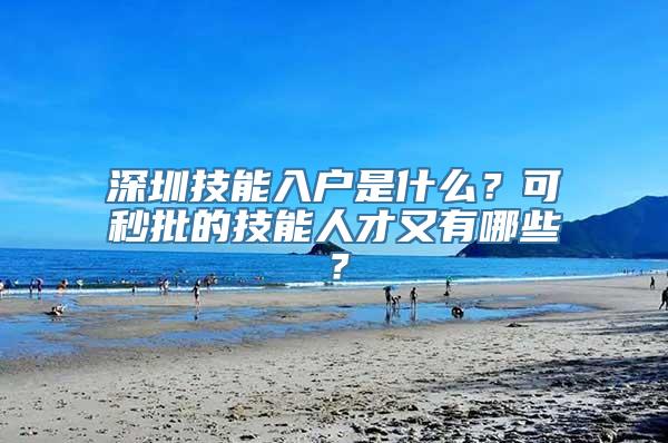 深圳技能入户是什么？可秒批的技能人才又有哪些？