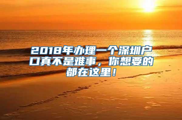 2018年办理一个深圳户口真不是难事，你想要的都在这里！