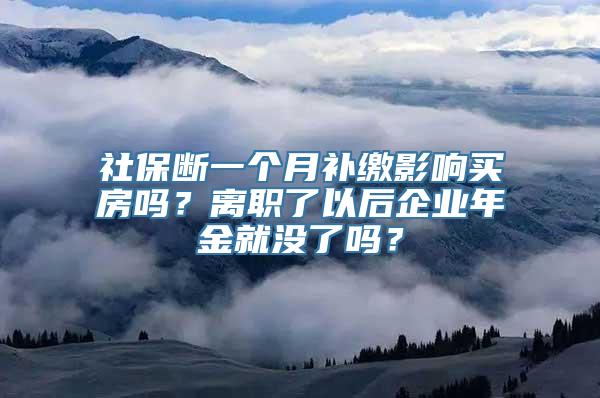 社保断一个月补缴影响买房吗？离职了以后企业年金就没了吗？