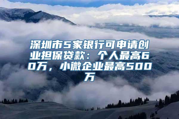 深圳市5家银行可申请创业担保贷款：个人最高60万，小微企业最高500万