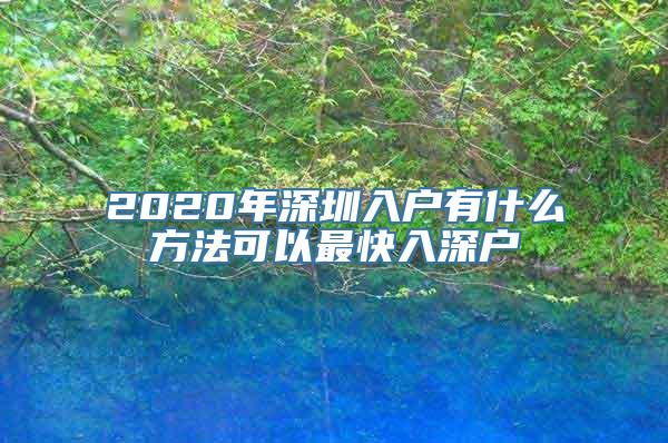 2020年深圳入户有什么方法可以最快入深户