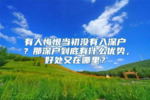 有人悔恨当初没有入深户？那深户到底有什么优势，好处又在哪里？