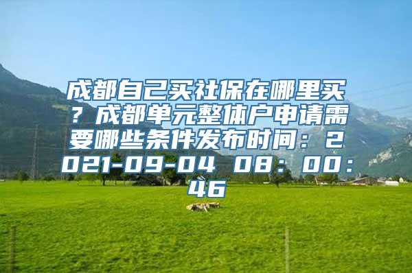 成都自己买社保在哪里买？成都单元整体户申请需要哪些条件发布时间：2021-09-04 08：00：46