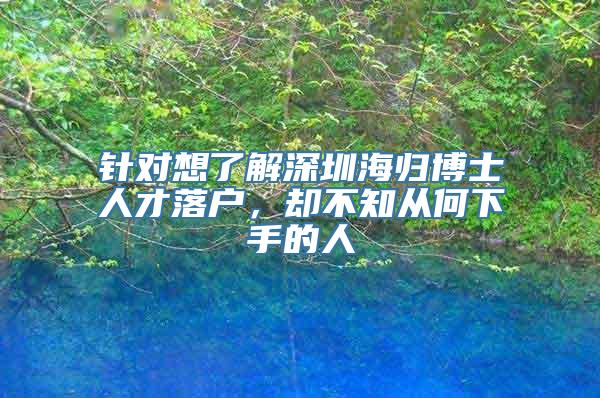 针对想了解深圳海归博士人才落户，却不知从何下手的人