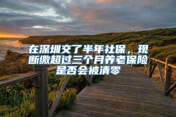 在深圳交了半年社保，现断缴超过三个月养老保险是否会被清零