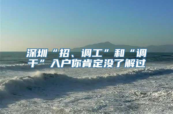 深圳“招、调工”和“调干”入户你肯定没了解过