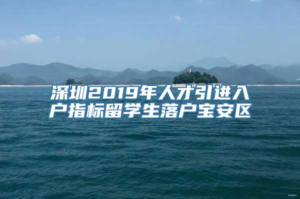 深圳2019年人才引进入户指标留学生落户宝安区