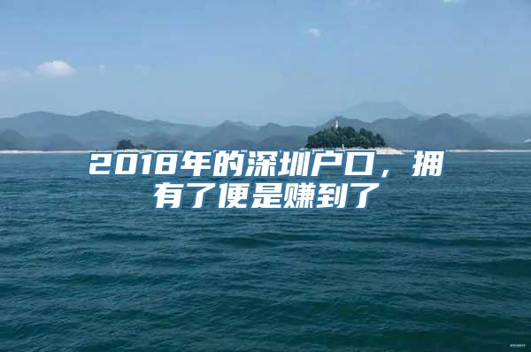 2018年的深圳户口，拥有了便是赚到了