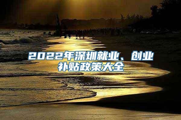 2022年深圳就业、创业补贴政策大全