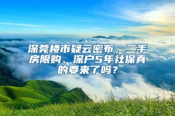 深莞楼市疑云密布，二手房限购、深户5年社保真的要来了吗？