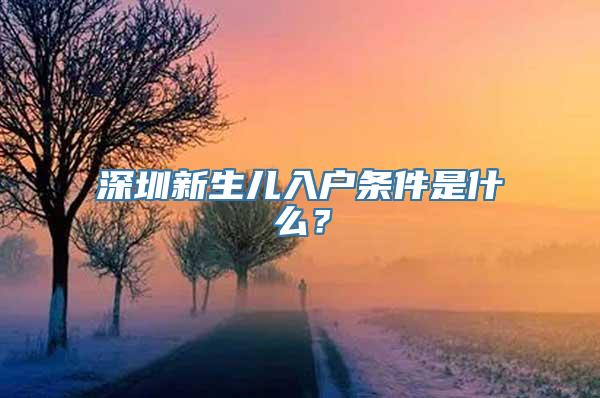 深圳新生儿入户条件是什么？