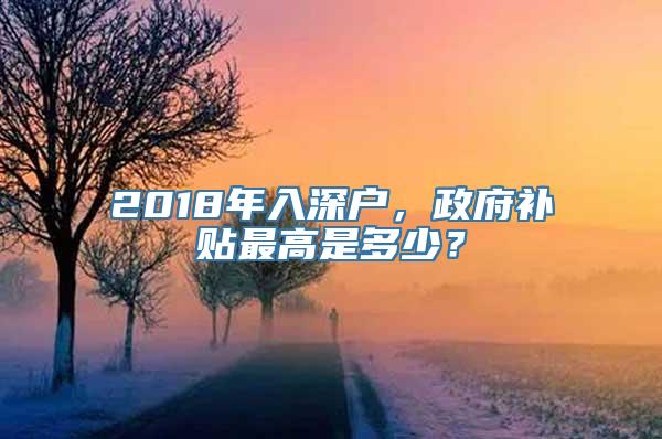 2018年入深户，政府补贴最高是多少？