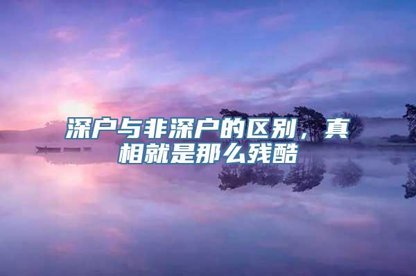 深户与非深户的区别，真相就是那么残酷