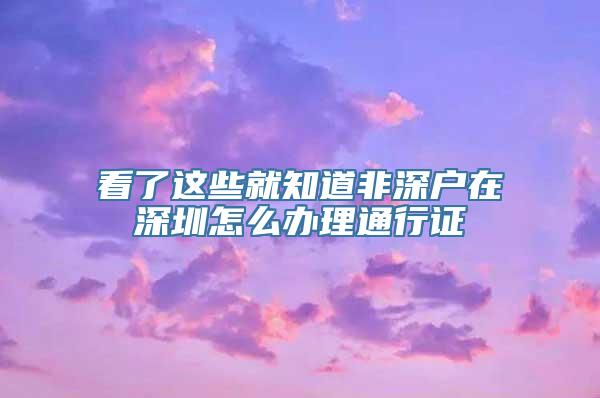 看了这些就知道非深户在深圳怎么办理通行证