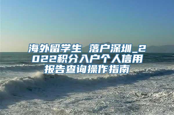 海外留学生 落户深圳_2022积分入户个人信用报告查询操作指南