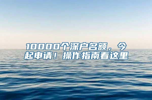 10000个深户名额，今起申请！操作指南看这里