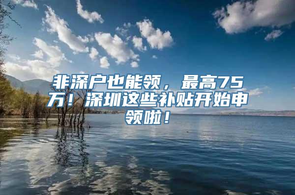 非深户也能领，最高75万！深圳这些补贴开始申领啦！