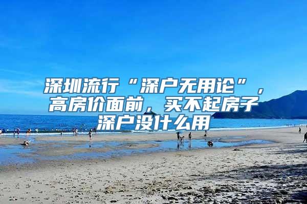 深圳流行“深户无用论”，高房价面前，买不起房子深户没什么用