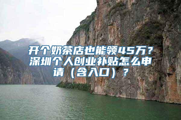 开个奶茶店也能领45万？深圳个人创业补贴怎么申请（含入口）？