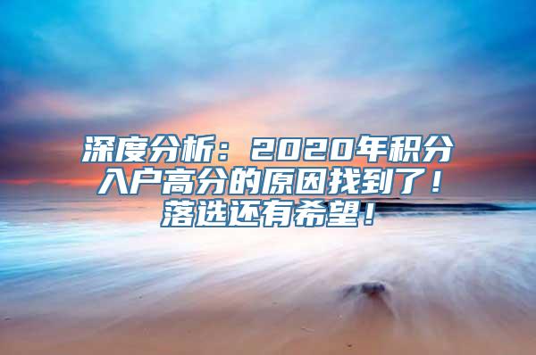 深度分析：2020年积分入户高分的原因找到了！落选还有希望！