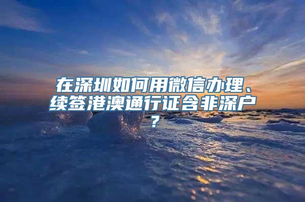 在深圳如何用微信办理、续签港澳通行证含非深户？