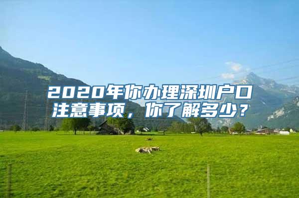 2020年你办理深圳户口注意事项，你了解多少？