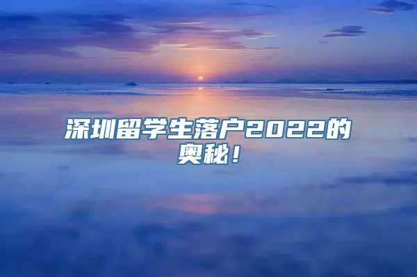 深圳留学生落户2022的奥秘！