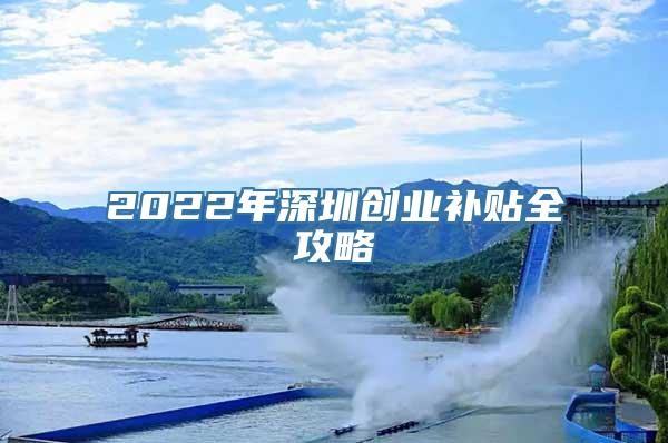 2022年深圳创业补贴全攻略