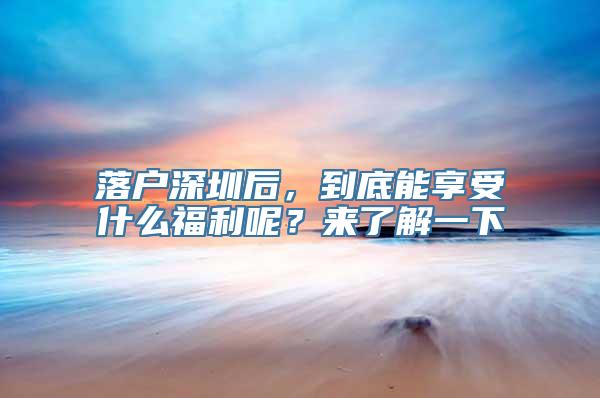 落户深圳后，到底能享受什么福利呢？来了解一下