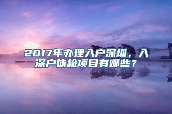 2017年办理入户深圳，入深户体检项目有哪些？