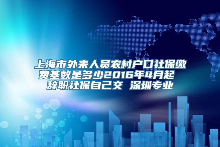 上海市外来人员农村户口社保缴费基数是多少2016年4月起 辞职社保自己交 深圳专业